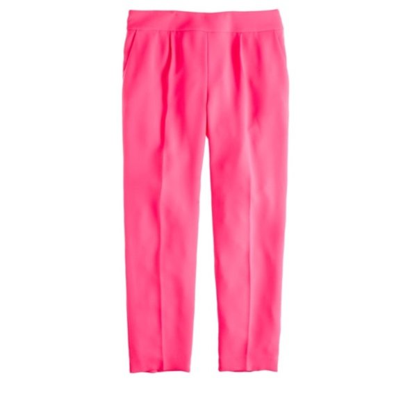 J CREW COLLECTION hot neon pink crepe ankle length Curator pant - Picture 1 of 14